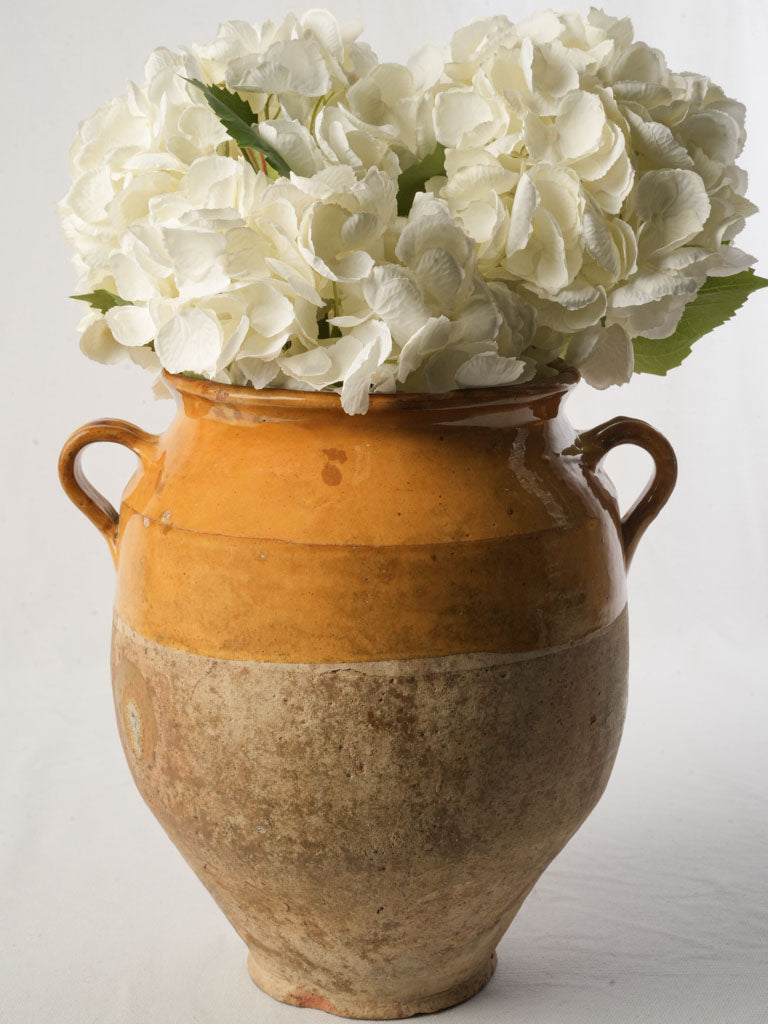 Late 19th-Century Large Terracotta Confit Pot w/ Ochre Glaze - 12½"