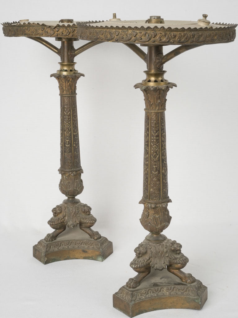 Antique French tole lamp bases