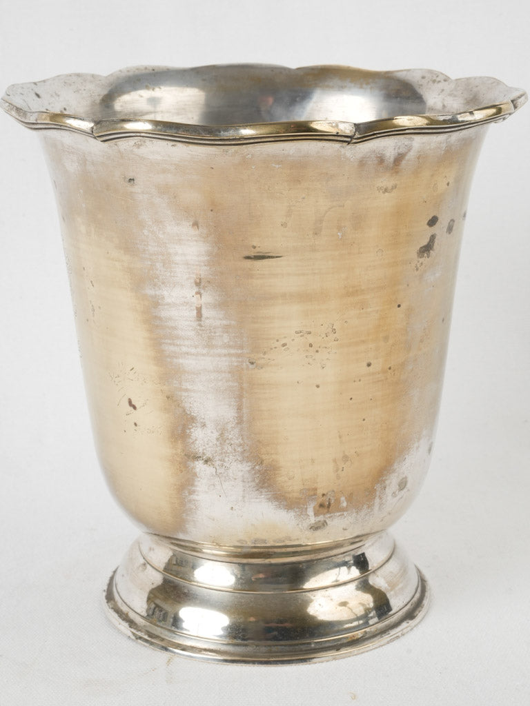Scalloped silver plate wine vase