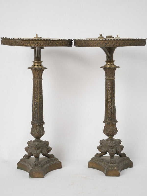 Acanthus decorated tole lamp bases