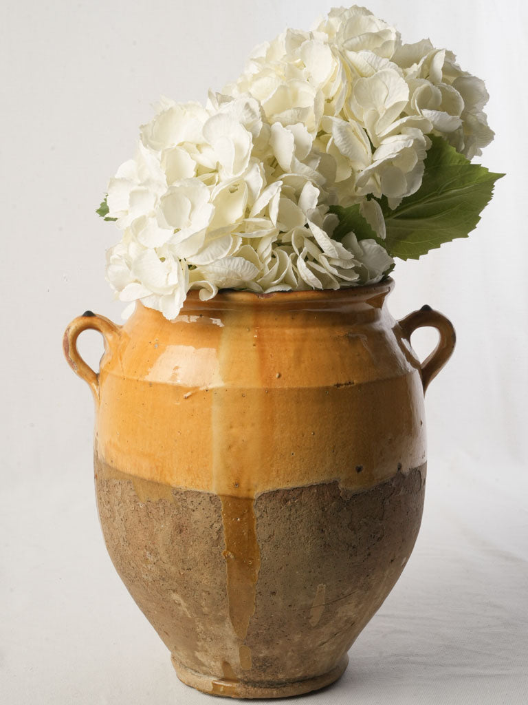 Large Yellow-Glazed Terracotta Confit Pot Circa 1900 - 11½"