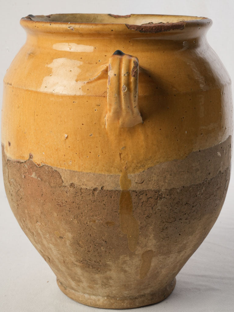 Large Yellow-Glazed Terracotta Confit Pot Circa 1900 - 11½"