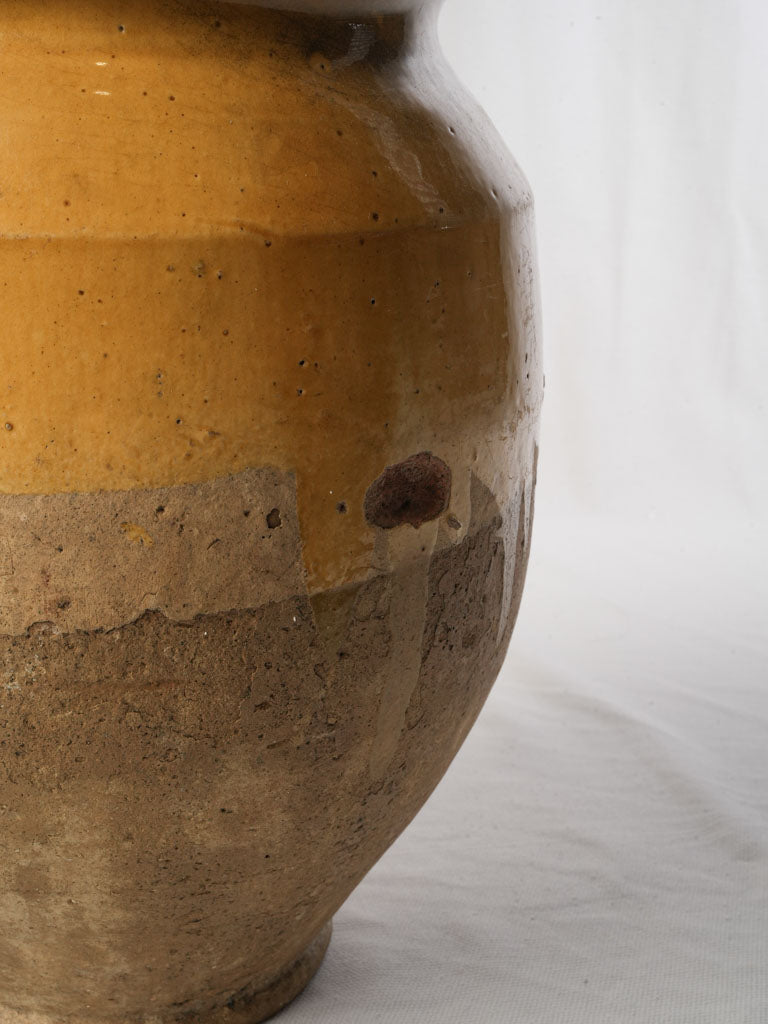 Large Yellow-Glazed Terracotta Confit Pot Circa 1900 - 11½"