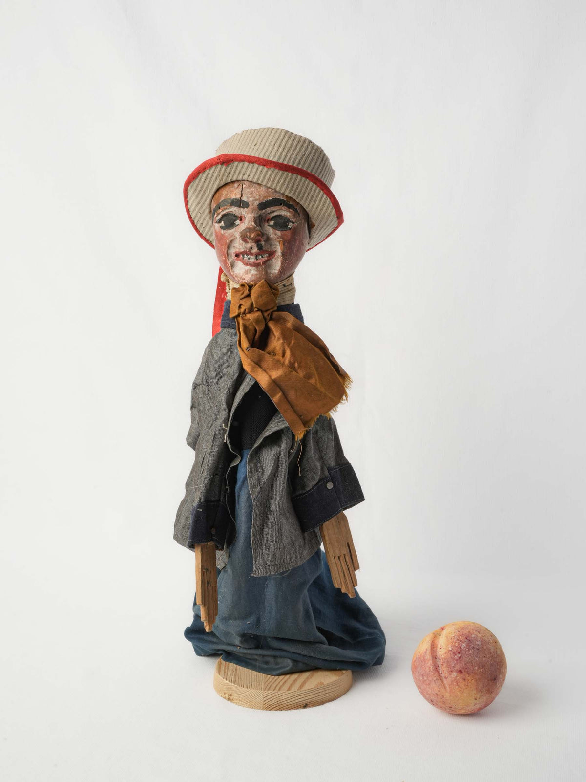 Set of Two 19th-Century French Guignol and Gnafron Hand-Carved Wooden Puppets - 18½"