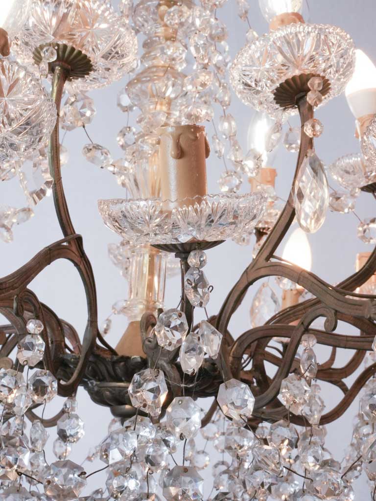 Large antique crystal chandelier - 18 lights 39½" x 33¾"