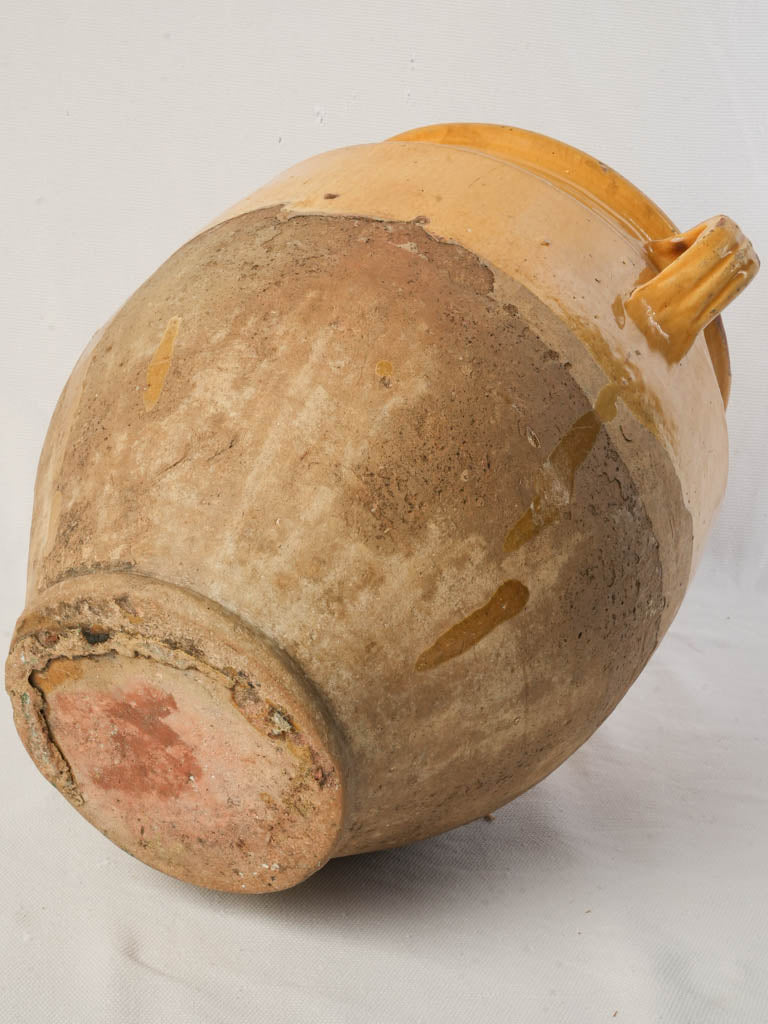 Large Yellow-Glazed Terracotta Confit Pot Circa 1900 - 11½"