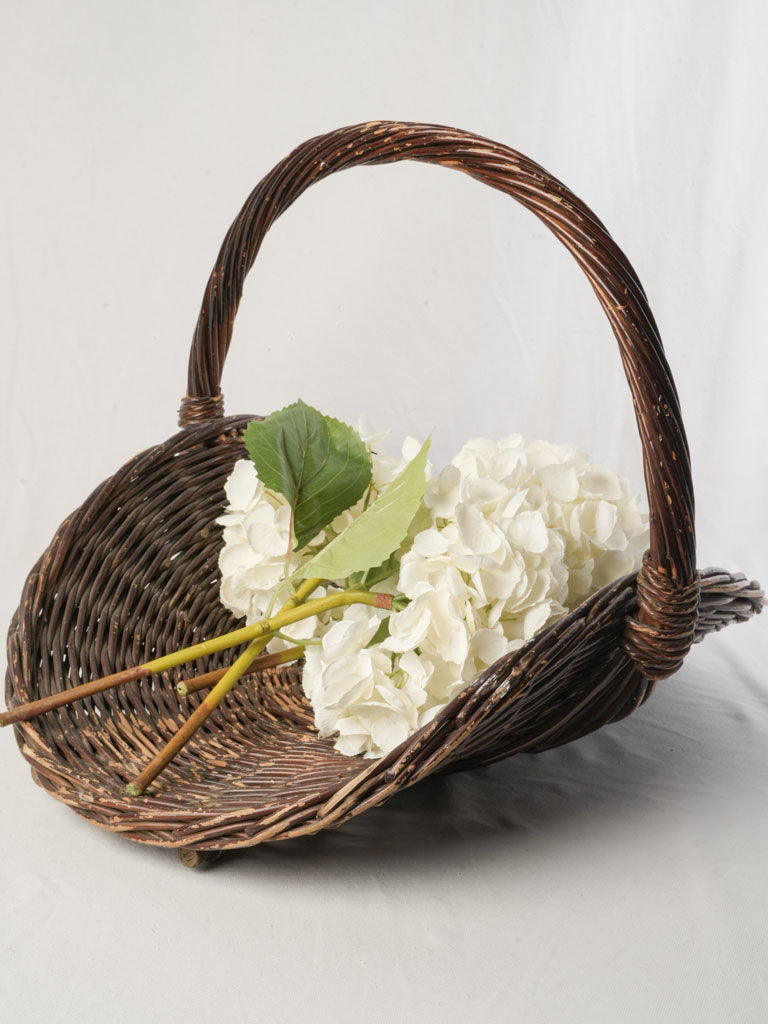 French Handwoven Willow Gathering Basket From the Mid- 20th Century - 17¼"