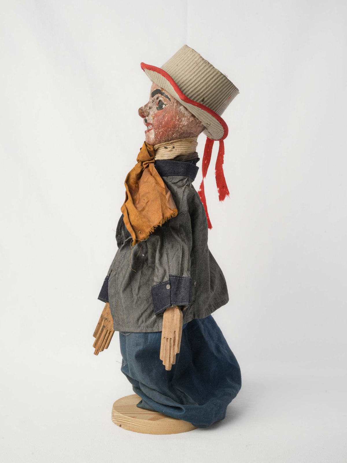 Set of Two 19th-Century French Guignol and Gnafron Hand-Carved Wooden Puppets - 18½"