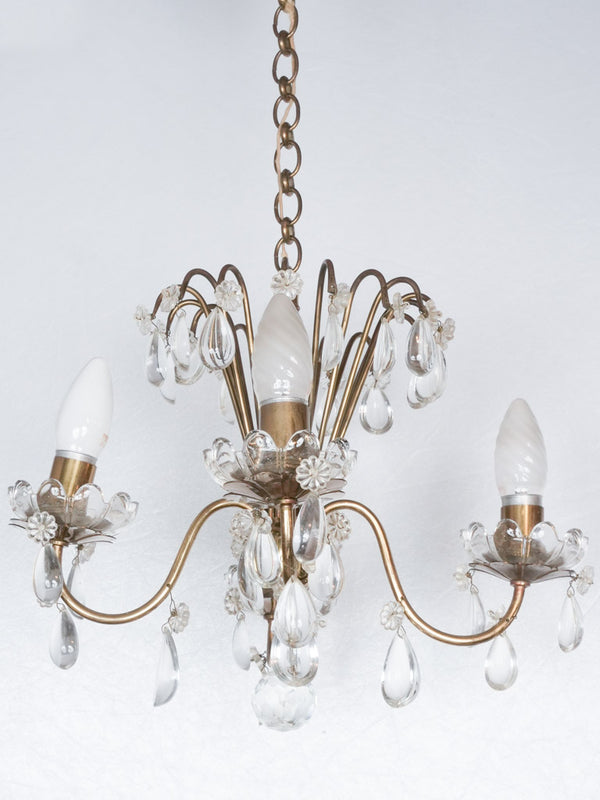 Vintage small brass petal chandelier