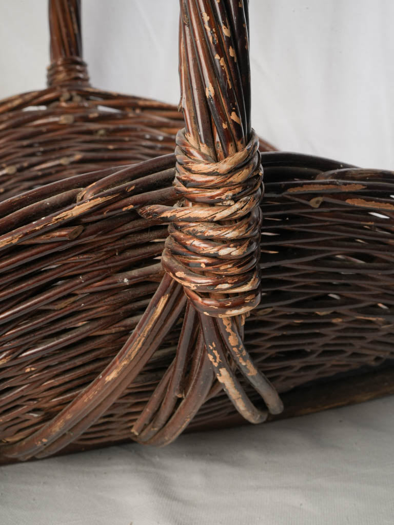 French Handwoven Willow Gathering Basket From the Mid- 20th Century - 17¼"