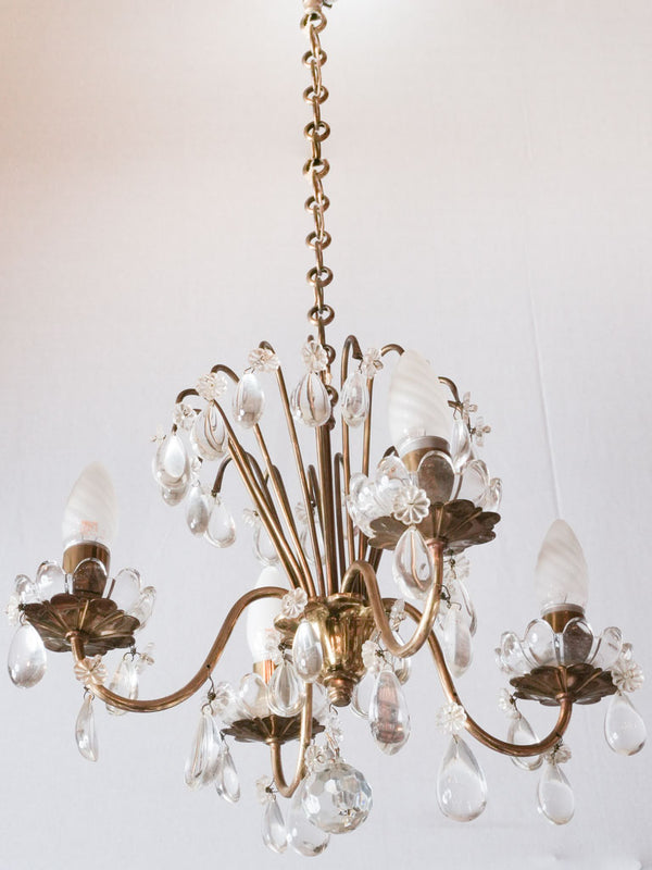 Antique-style four-light flower chandelier