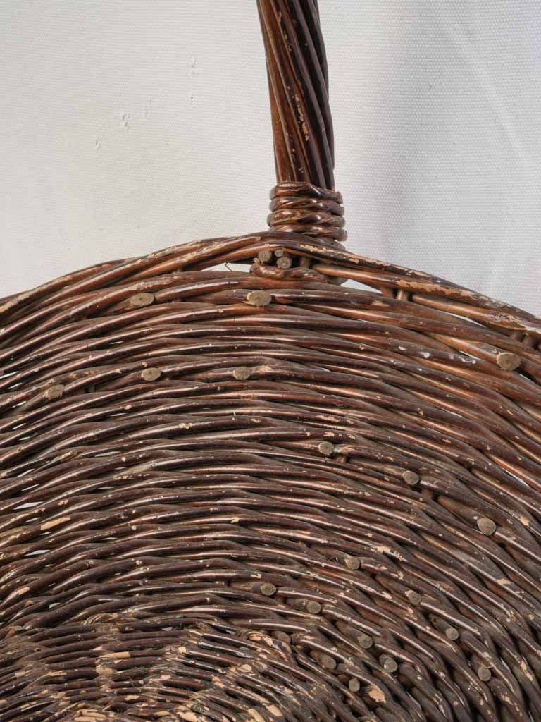 French Handwoven Willow Gathering Basket From the Mid- 20th Century - 17¼"