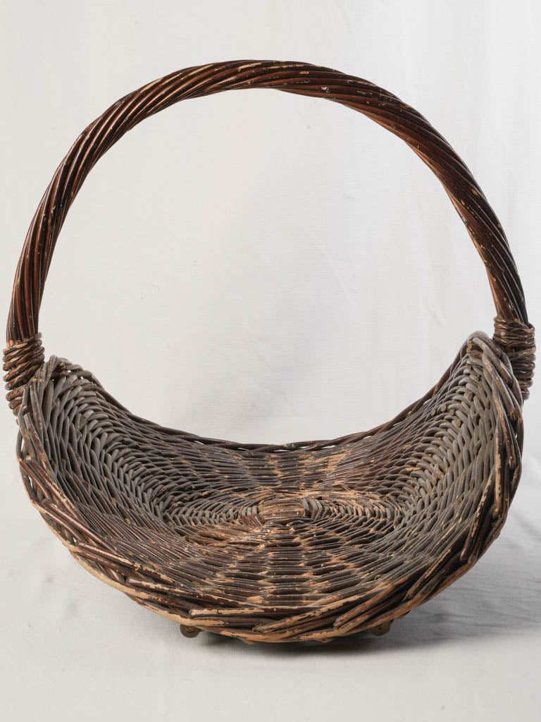French Handwoven Willow Gathering Basket From the Mid- 20th Century - 17¼"