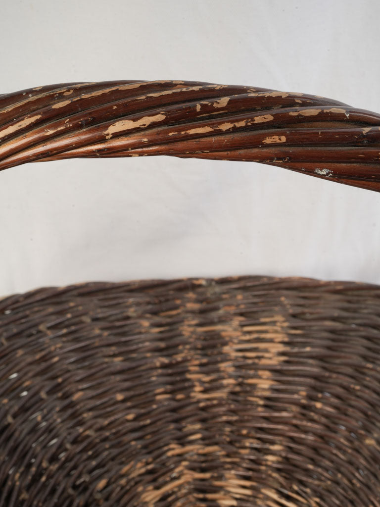 French Handwoven Willow Gathering Basket From the Mid- 20th Century - 17¼"