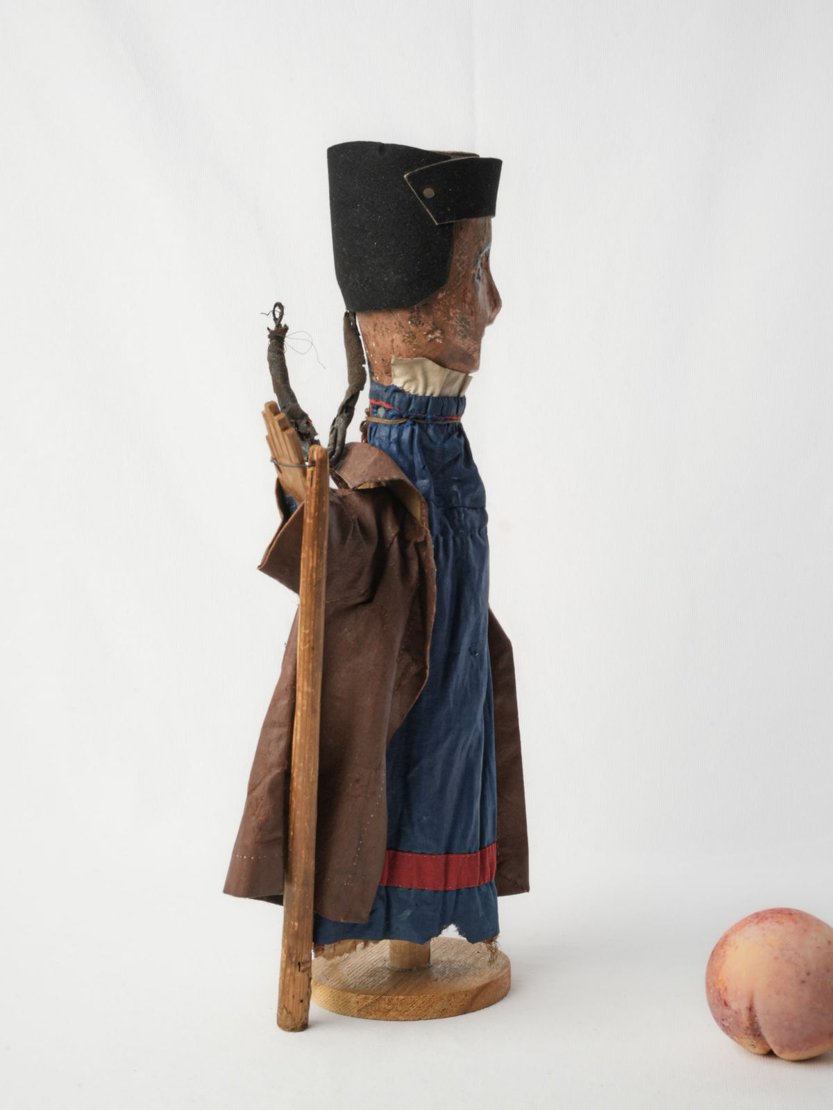 Set of Two 19th-Century French Guignol and Gnafron Hand-Carved Wooden Puppets - 18½"