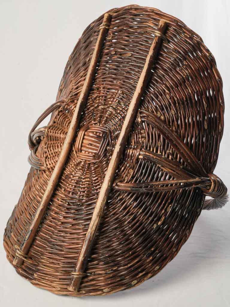 French Handwoven Willow Gathering Basket From the Mid- 20th Century - 17¼"