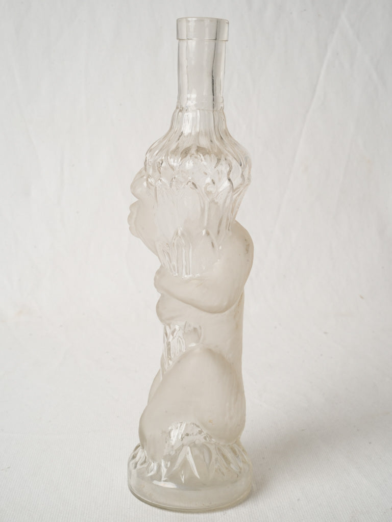 Vintage frosted monkey glass bottle
