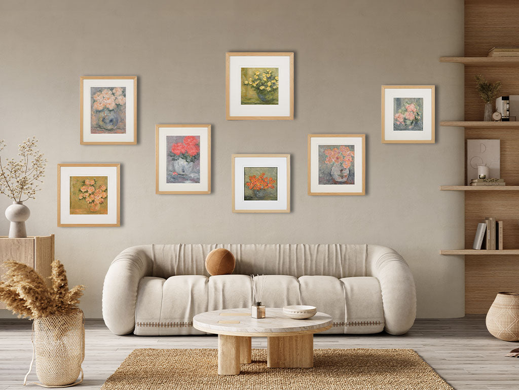 Contemporary Floral Painting By Karibou - “Le Bouquet De Susannah” 15¾" X 17"