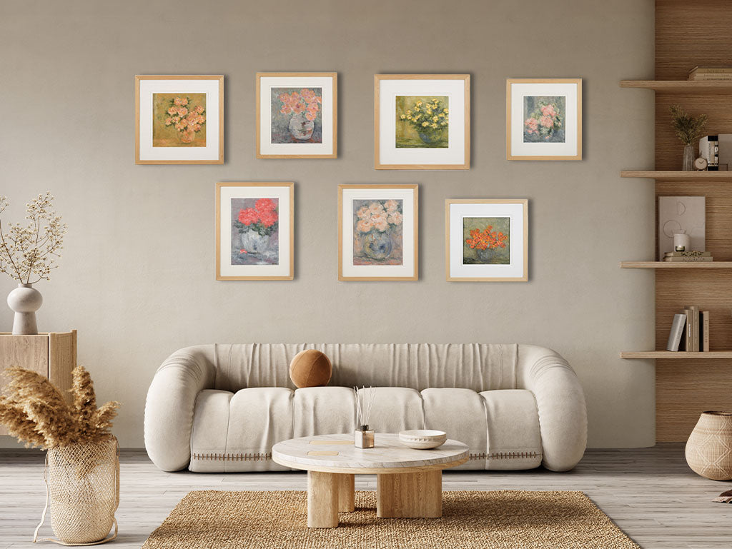 Contemporary Floral Painting By Karibou - “Les Fleurs De Philippe” 17" X 17"
