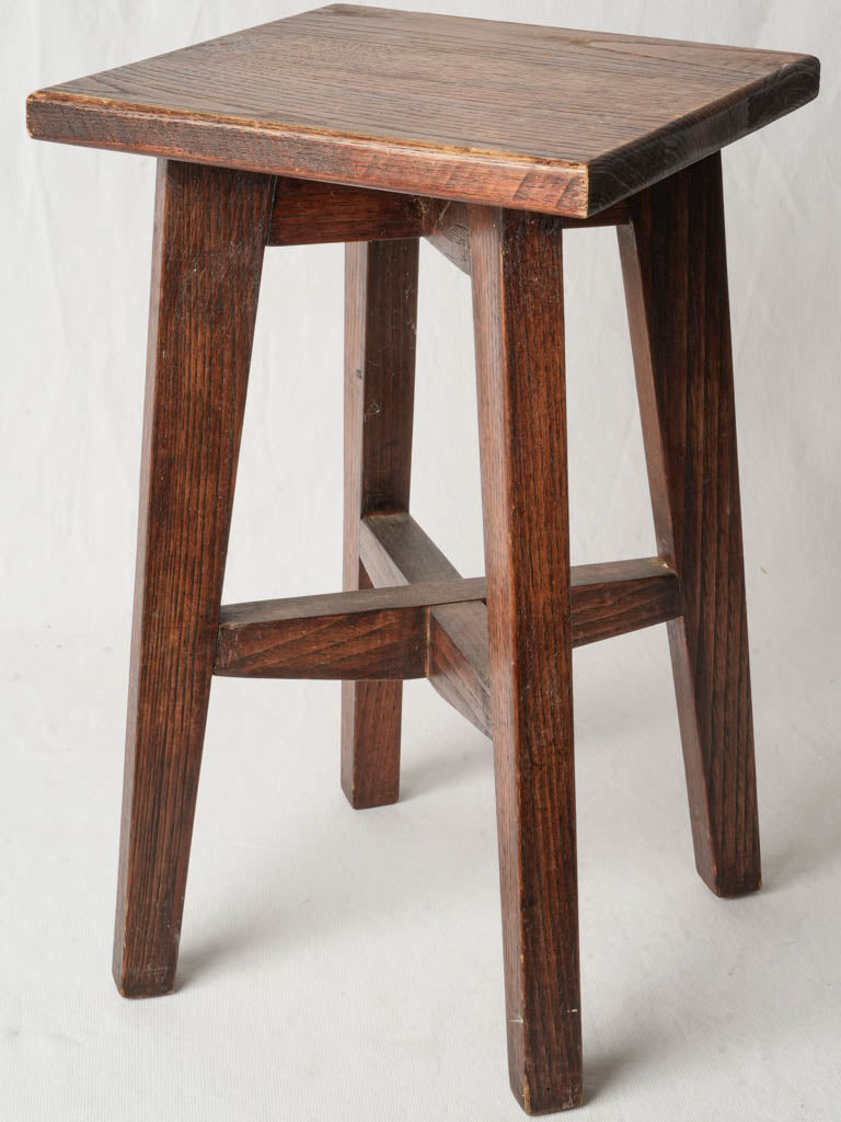 Petite Mid-20th Century Rustic Wooden Stool - 18"