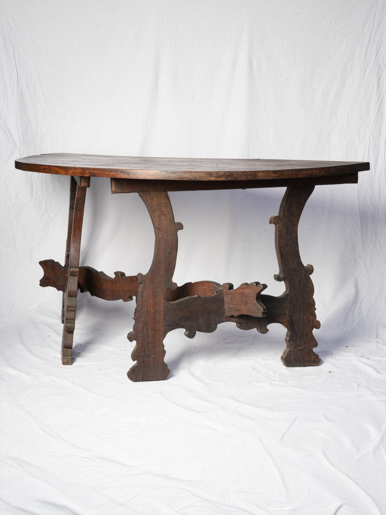 Striking 19th-Century Italian Walnut Demi-Lune Console Table - 63½" x 31"