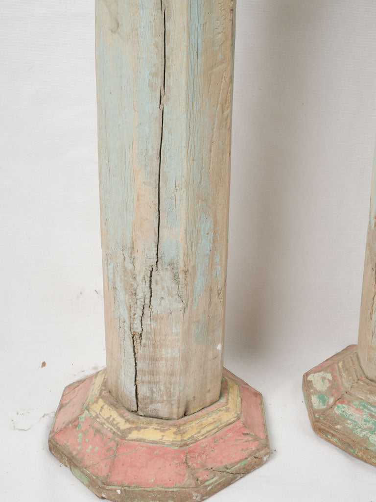 Aged, Original, Ornate Oak Pillars