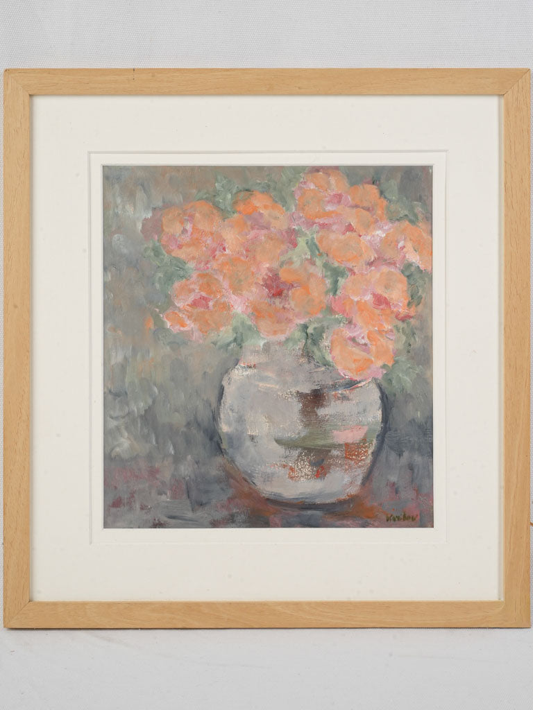 Contemporary Floral Painting By Karibou - “Le Bouquet De Susannah” 15¾" X 17"