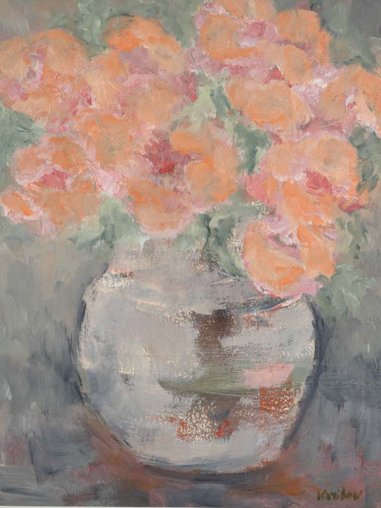 Contemporary Floral Painting By Karibou - “Le Bouquet De Susannah” 15¾" X 17"