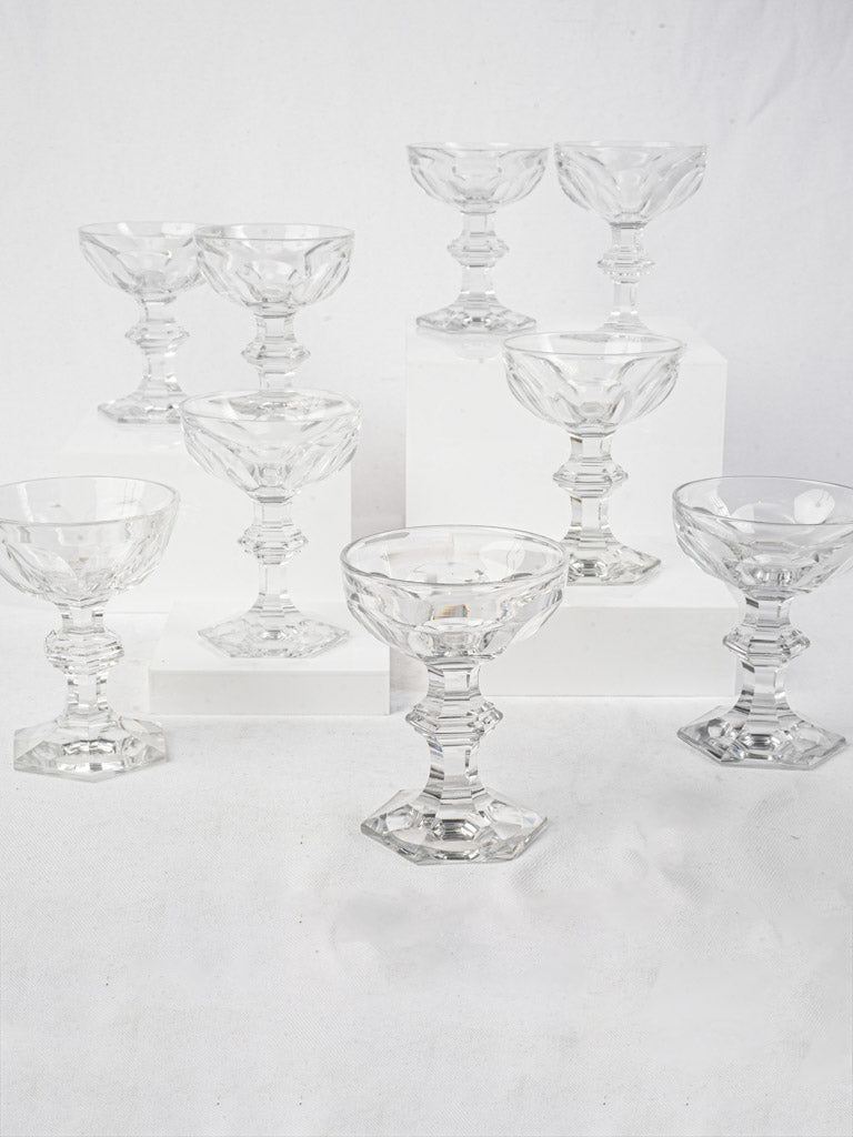 Set of Nine Baccarat Harcourt Crystal Coupes - 5"