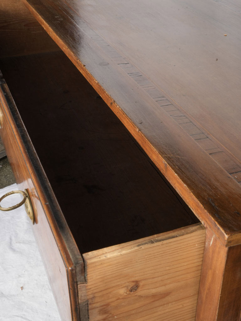 Aged patina walnut chest of drawers