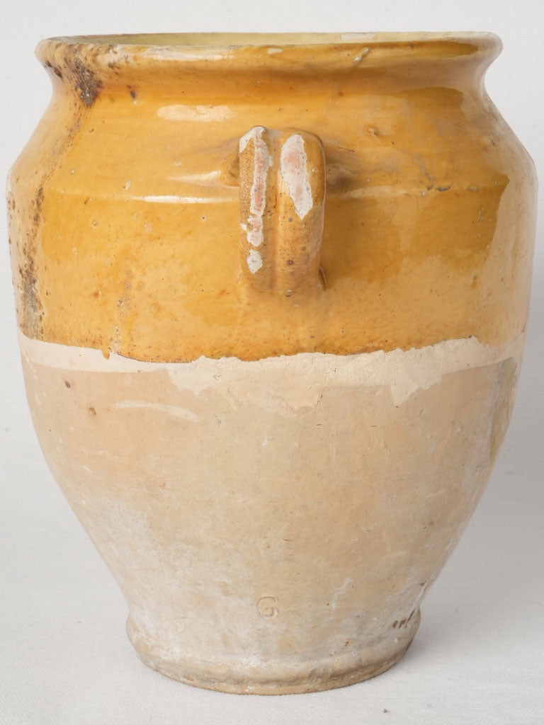 Vintage earth-toned ceramic storage vessel  