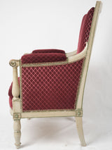 Elegant Red Velvet Upholstered Armchair