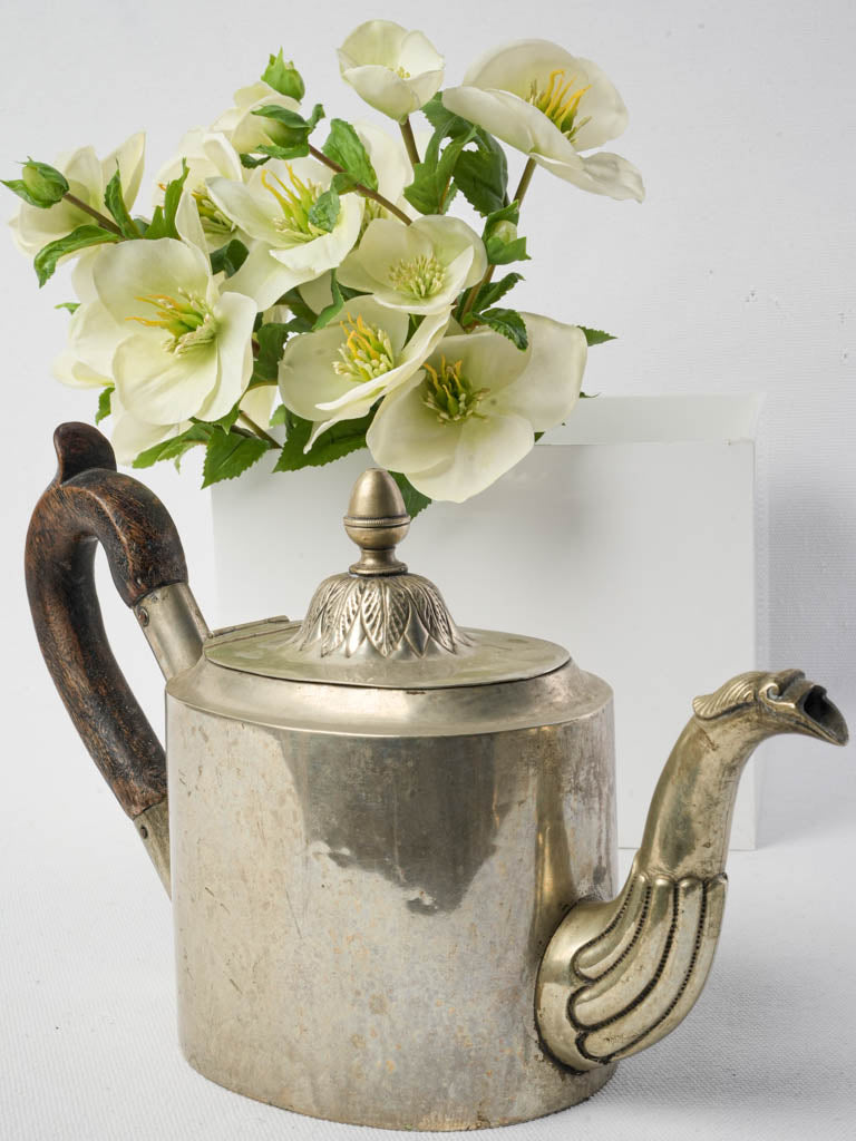Ornate silver antiqued teapot