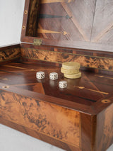 Vintage marquetry backgammon & checkers board