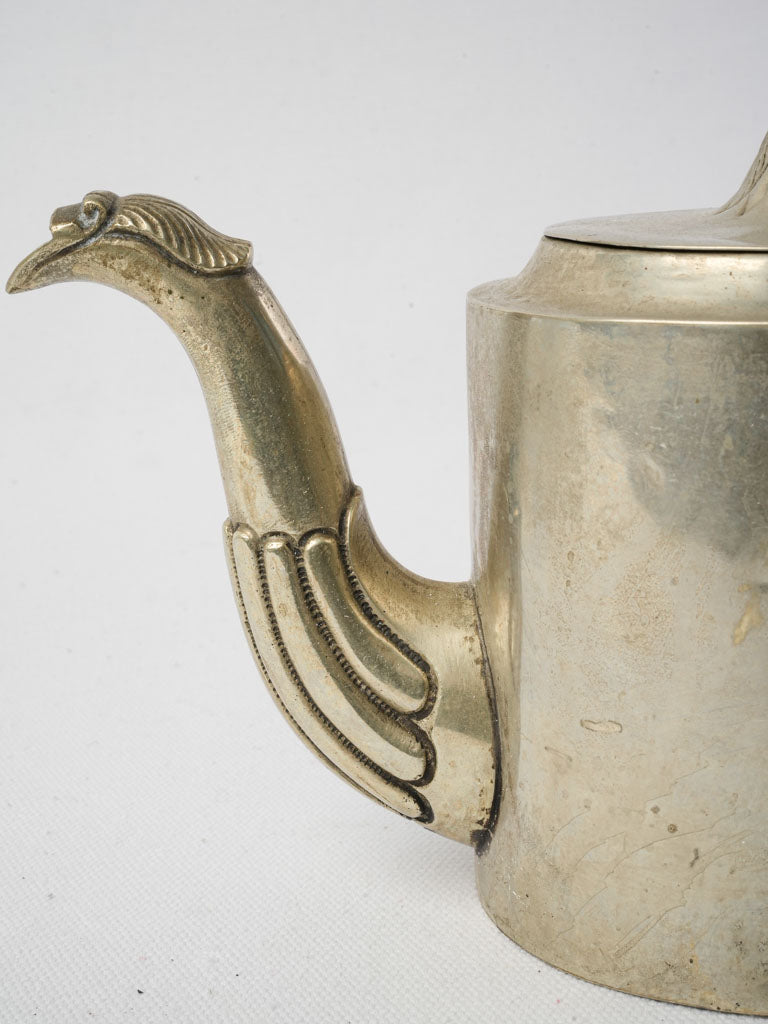 Feather-motif engraved domed teapot