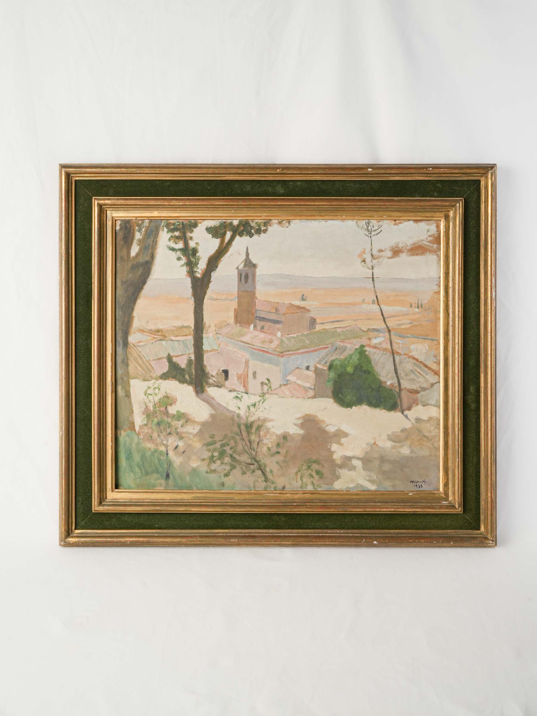 Serene Mediterranean Landscape, Oil on Panel by Maurice Miniot, Signed and Dated 1935 - 24¾" x 28¾"
