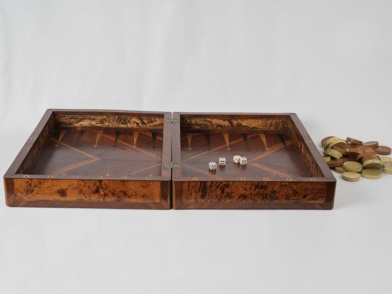 Exceptional marquetry French board game set