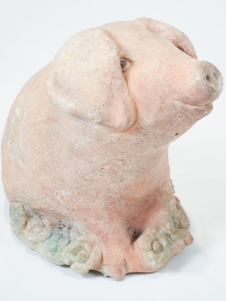 Durable concrete sitting pig decoration