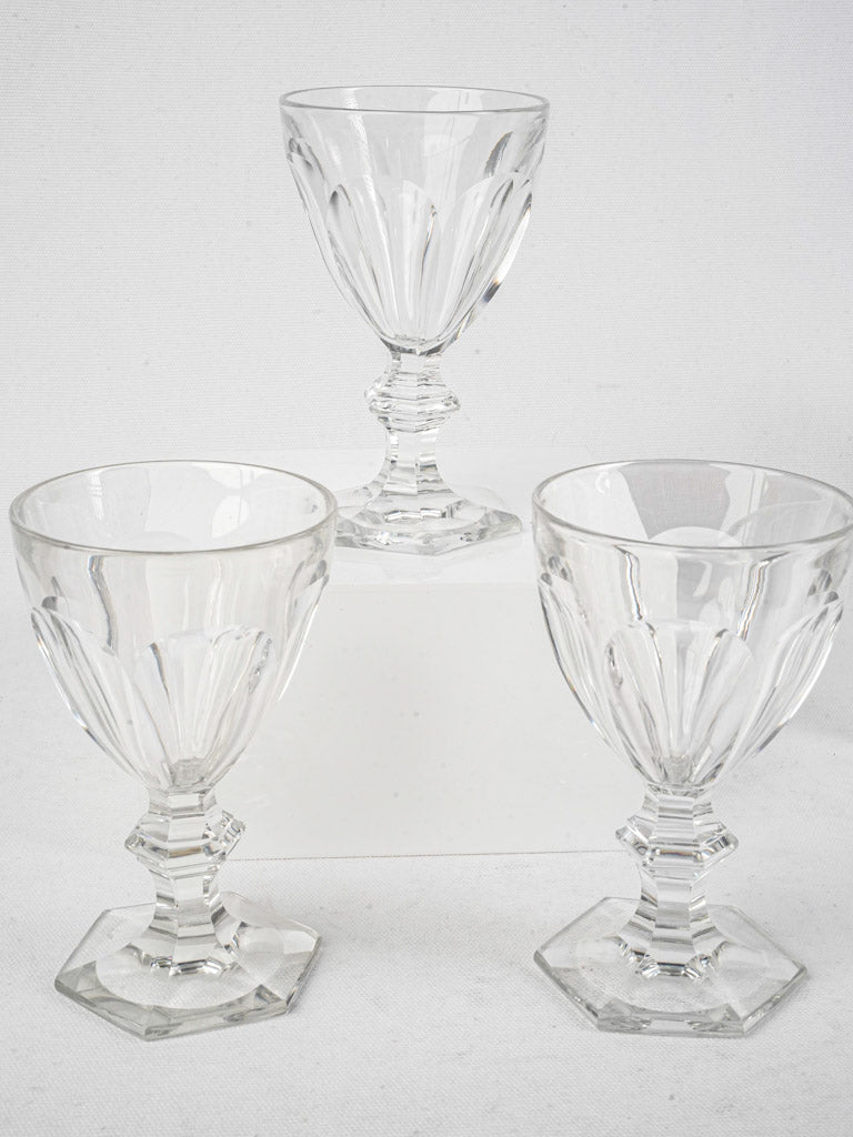 Set of Three Large Baccarat Harcourt Crystal Goblets - 5"