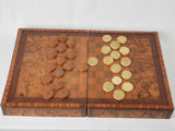 Antique reversible backgammon and checkers set
