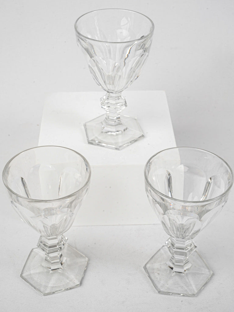 Set of Three Large Baccarat Harcourt Crystal Goblets - 5"