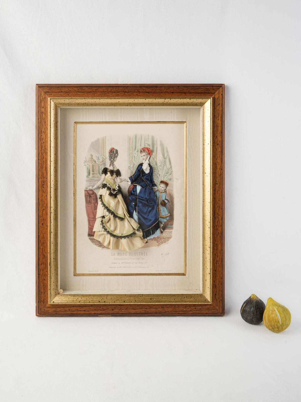 Charming Late 19th-Century French "Dressed" Fashion Engraving - 22" x 18"
