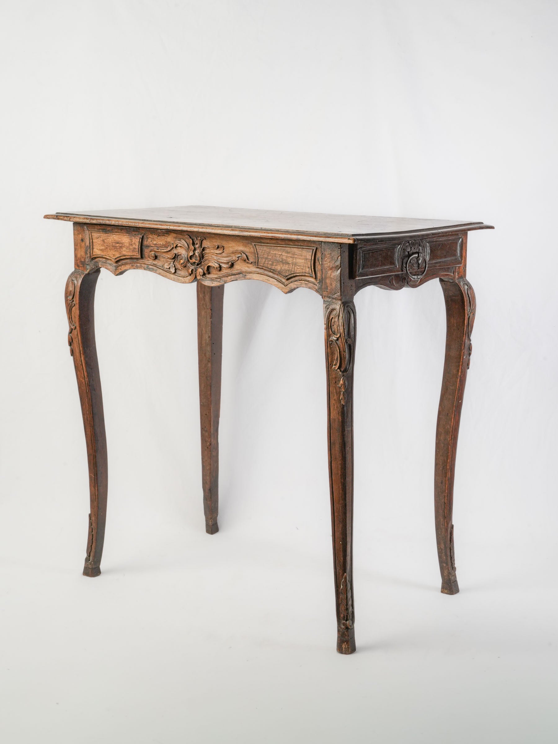 French Louis XV Carved Walnut Side Table w/ Drawer - 26