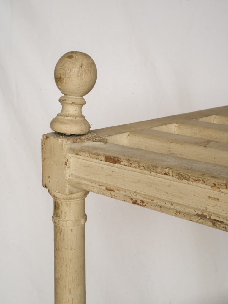 Patina-rich antique slatted shelving  