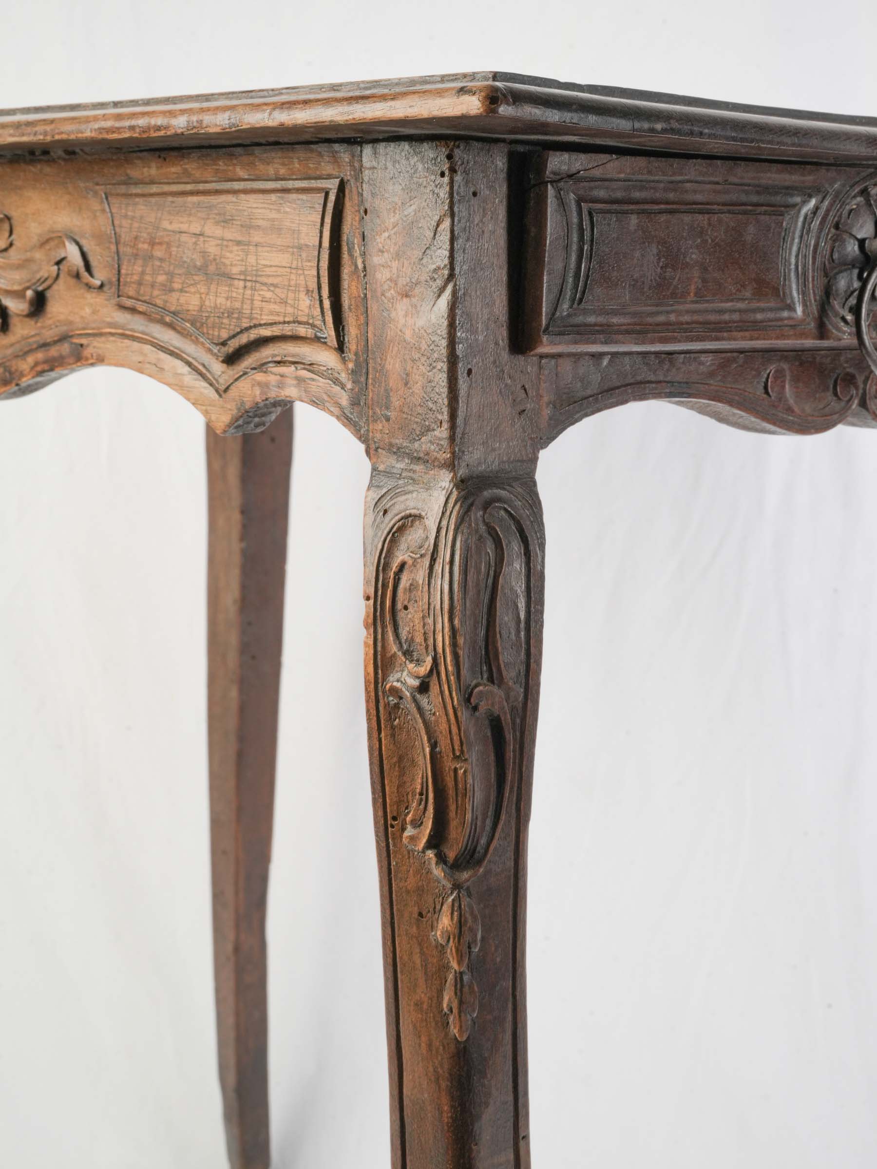 French Louis XV Carved Walnut Side Table w/ Drawer - 26"