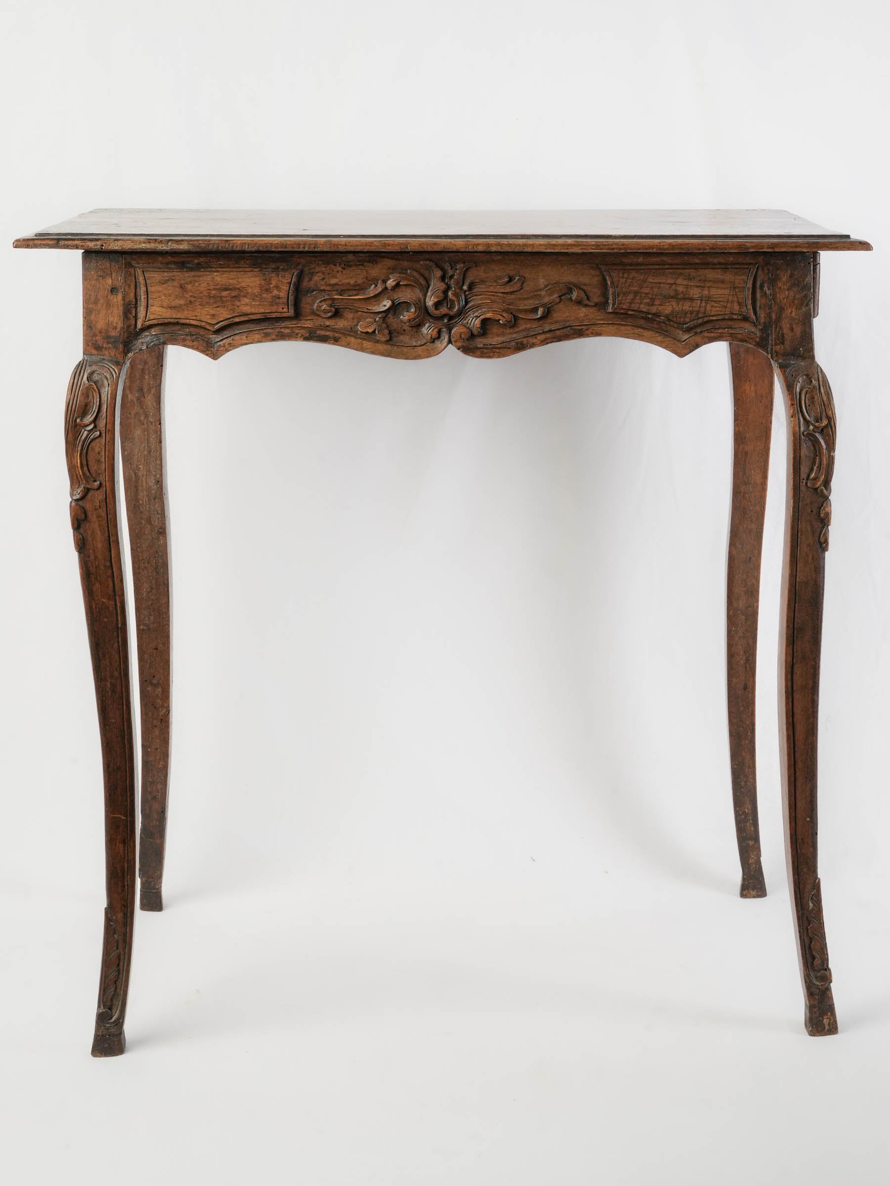 French Louis XV Carved Walnut Side Table w/ Drawer - 26"
