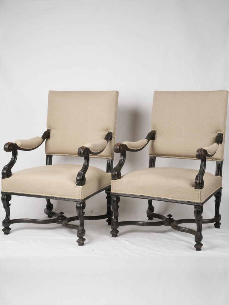 Vintage beechwood Louis XIV armchairs