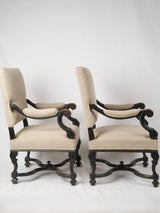 Redesigned antique linen armchairs