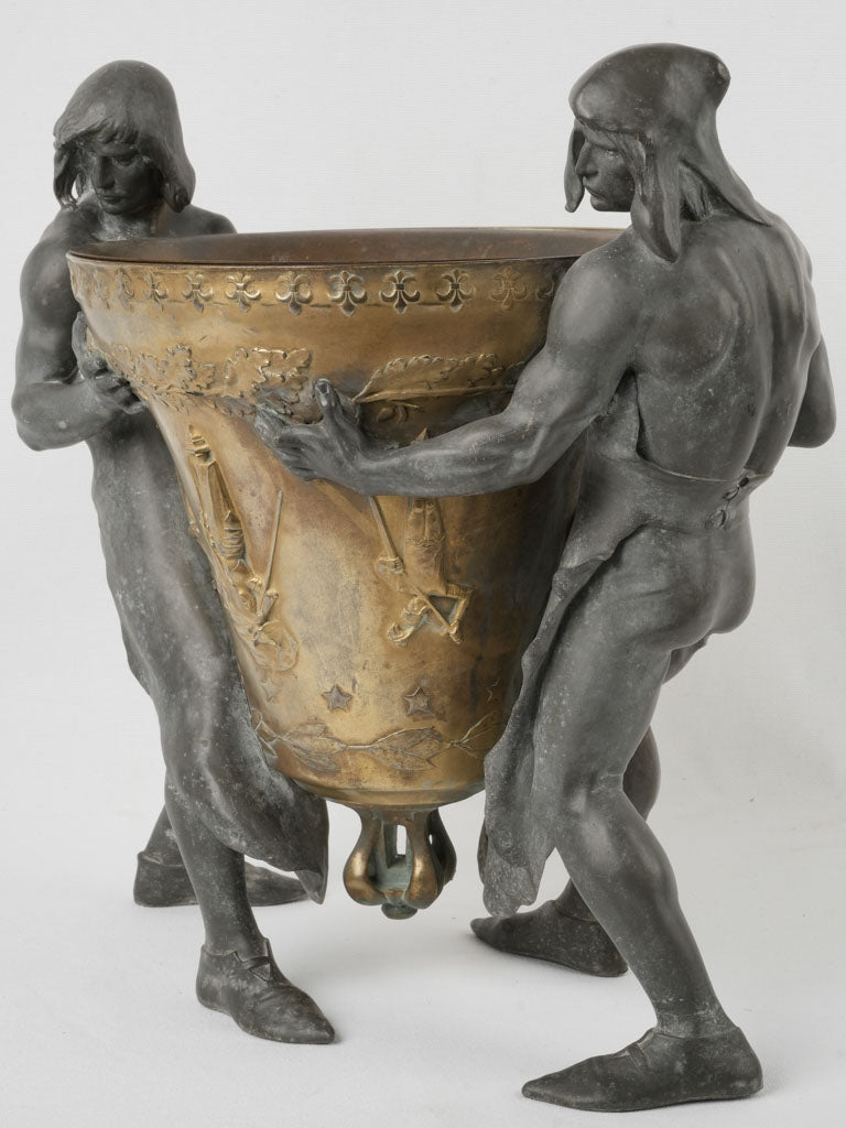 Antique bronze bell sculpture