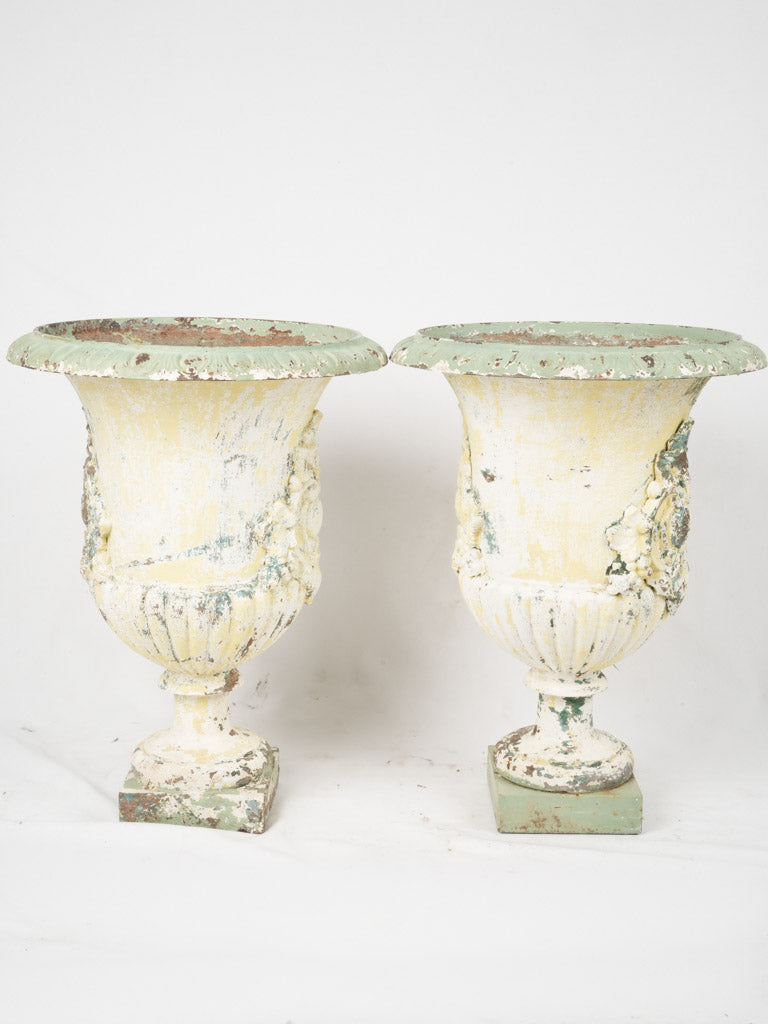 Decorative nuanced patina iron vessels